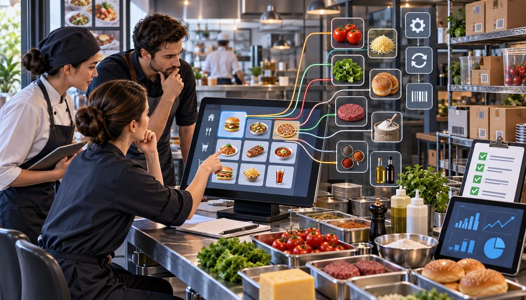 Restaurant team mapping POS menu items to individual ingredients for accurate inventory tracking