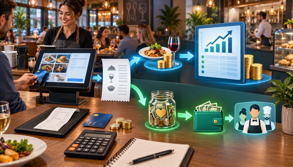 Restaurant POS tips mapped separately from sales revenue in accounting